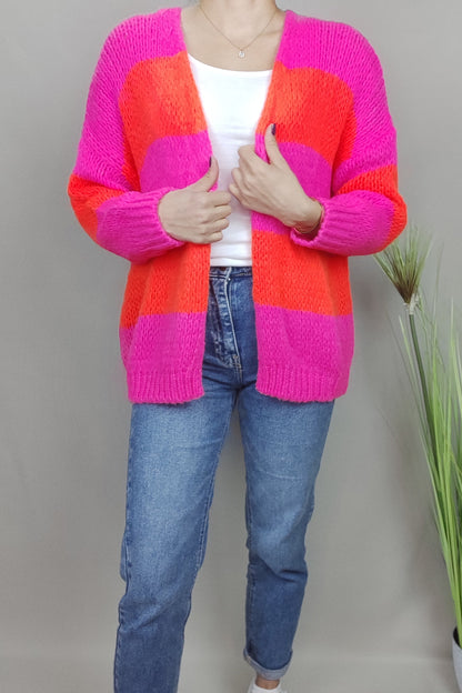 Grobstrickjacke orange-pink