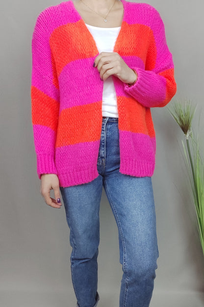 Grobstrickjacke orange-pink